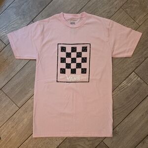 Vans Pink Tee with Black Checkered Graphic
